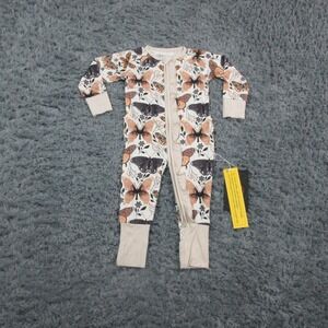 Fletch Pajamas Girls 6-12M White Butterfly Bamboo Ruffle Sleeper One-piece NWT